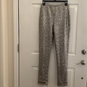 Athena Marie Pewter Elastic Waist Lined Sequin Leggings
